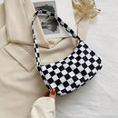 Ladies Retro Plaid Leopard Print Nylon Underarm Women Casual Female Shoulder Bag