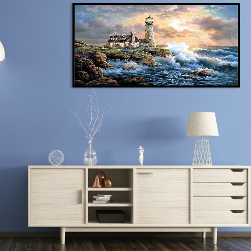 11CT Counted Full Cross Stitch Lighthouse DIY Cotton Thread Wall Art Home Crafts