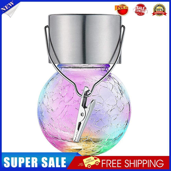 5pcs LED Solar Lamp Cracked Glass Ball Hanging Light Waterproof Decor(C)