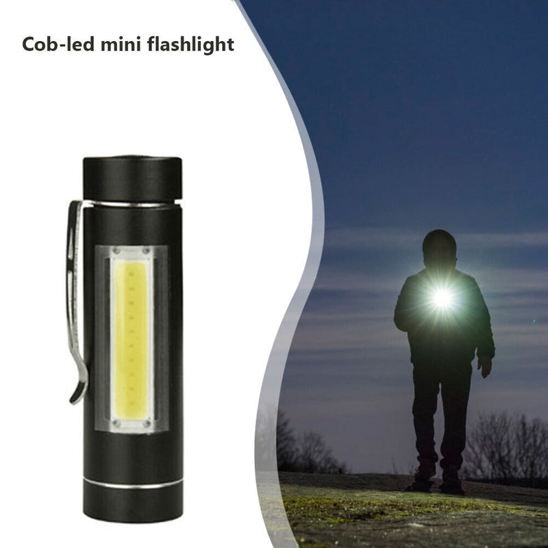 Mini Portable Flashlight COB LED Pocket Clip-On Torch Head Lamp for Outdoor