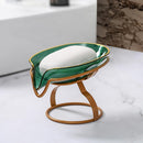 Leaf Shaped Soap Holder with Drain for Bathtub Shower Toilet Greenish