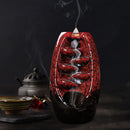 Incense Holder Ceramic Backflow Waterfall Incense Burner with 50 Cones (B) Newly