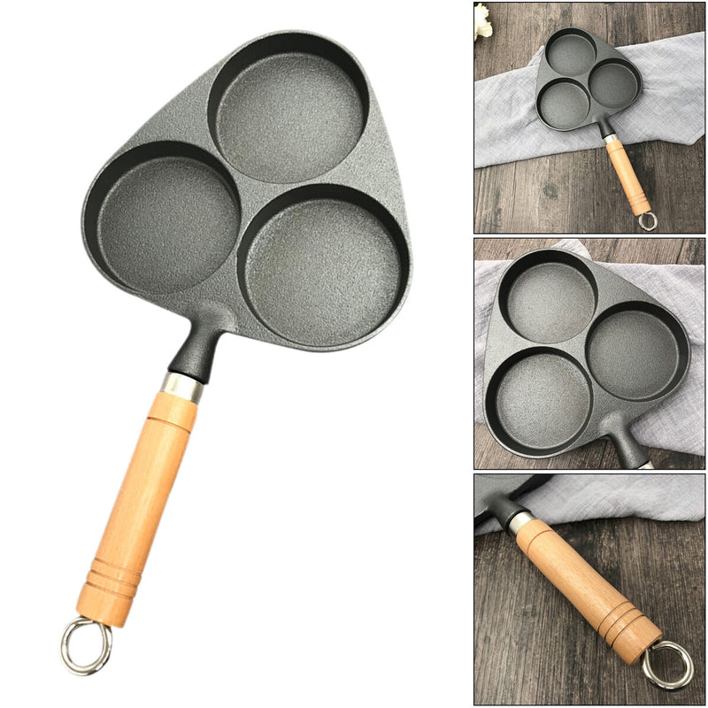 3 Löcher Ei Bratpfanne Form Pfannkuchen Omelett Kochtopf Friteuse Kocher