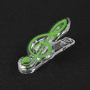 Plastic Musical Note Letter Paper Clip Piano Sheet Spring Holder (Green)