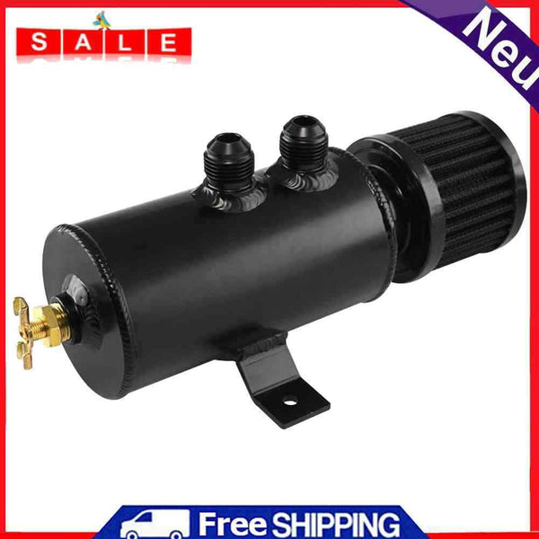 Engine Oil Tank 2-Port Baffled Reservoir Oil Catch Can Kit with Breather Filter