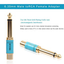 REXUS 6.35mm Male Mono Plug to RCA Female Audio Adapter Converter(Blue) Newly