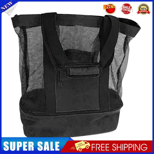 Insulation Lunch Bag Picnic Net Beach Handbag Food Beverage Storage (Black)