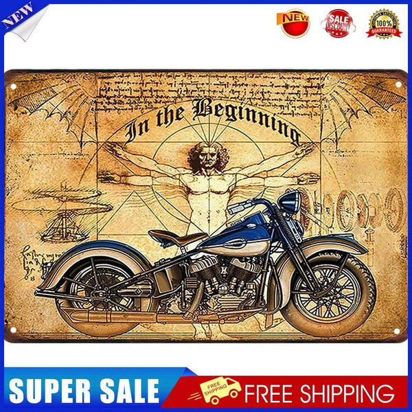 Retro Beginning Motorcycle Metal Plate Painting for Bar Pub Tin Wall Sign