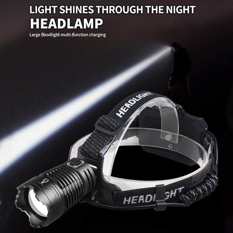 #A Portable XHP360 LED Headlamp USB Rechargeable Outdoor Waterproof Head Flashli