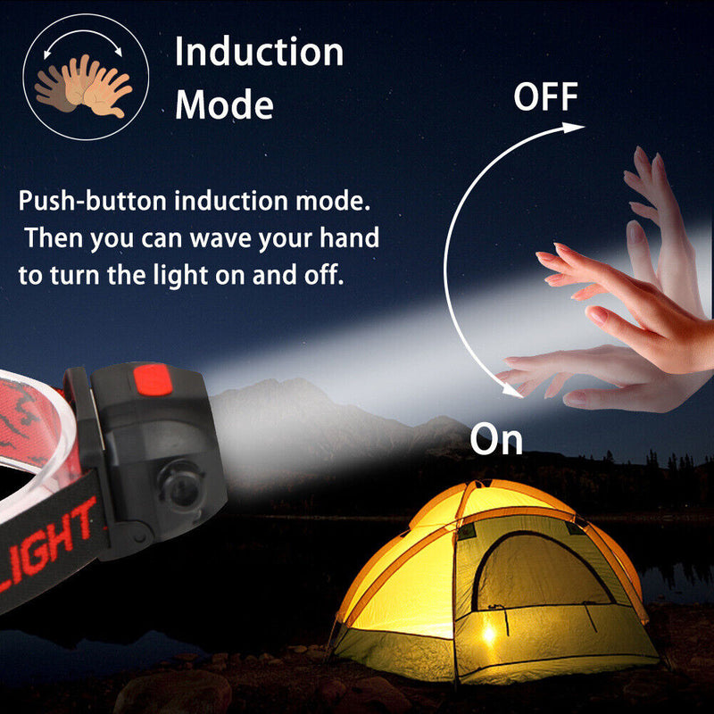 Powerful LED Headlamp USB COB Waterproof Outdoor Sensor Work Light Torch Newly