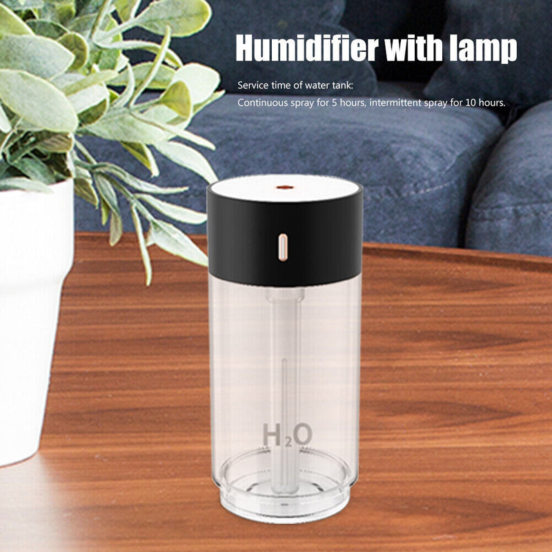 Air Humidifier USB Electric Cool Mist Maker Air Purifier LED Light (Black)