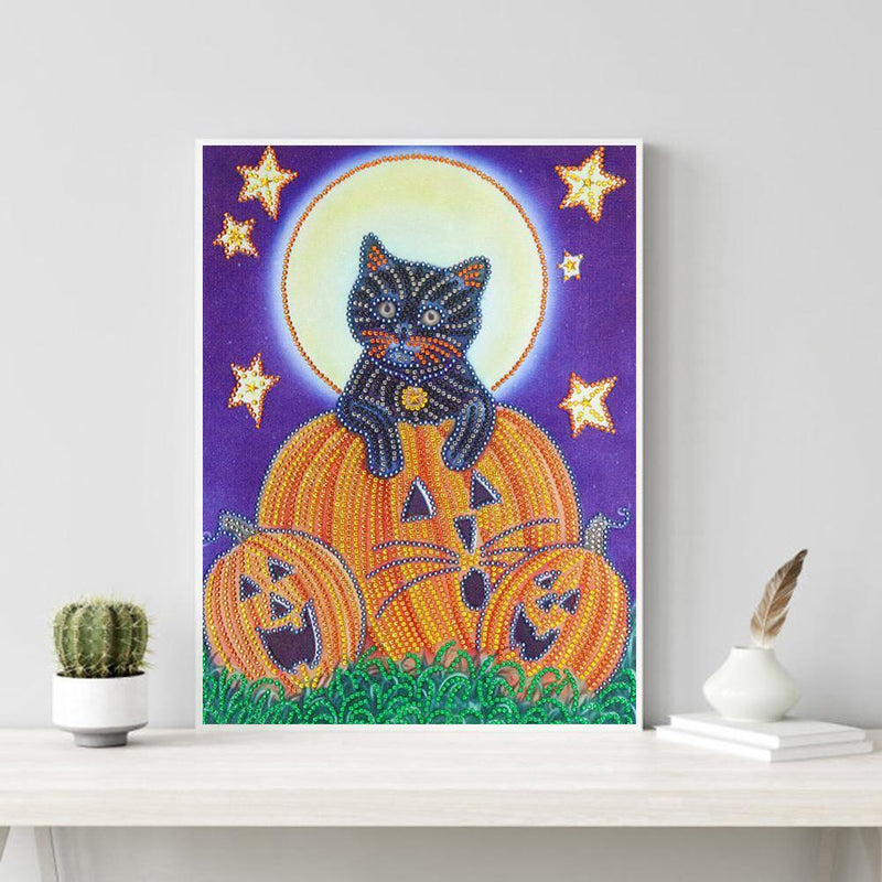 5D DIY Special Shaped Diamond Painting Pumpkin Cat Embroidery Mosaic Kits