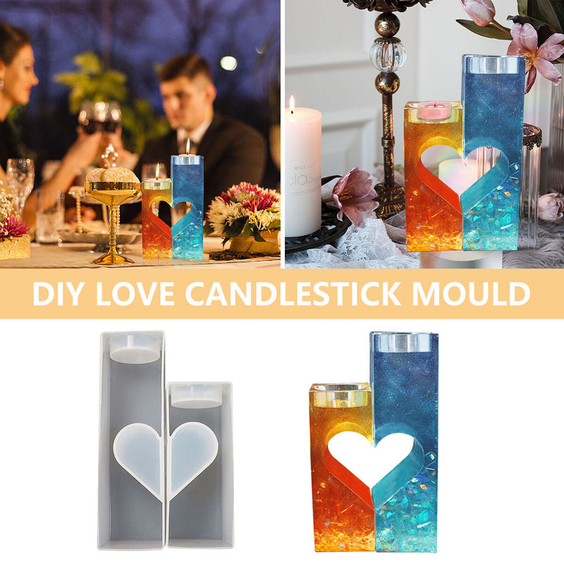 Candle Holder Molds Heart Silicone Tealight Candlestick Molds Kit - White Newly