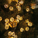 LED Solar String Light Hollow Moroccan Ball Lantern Garden Decor (Warm 7m)