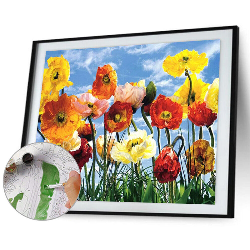 50x40cm Oil Paint By Numbers Beautiful Flower Frameless Picture Kits Home Decor