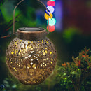 LED Metal Solar Lantern Light Waterproof Hollow Projection Lamp (Copper) Newly