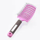 Plastic Nylon Anti-Static Hair Brush Curved Row Scalp Massager Comb (Pink)
