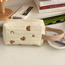Cotton Toiletry Case Embroidery Cosmetic Bag Bear Make Up Bag Makeup Pouch