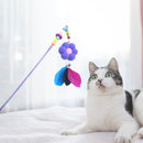 Feather Bell Flower Chaser Wand Funny Entertainment Cat Teaser Rod Stick Toys