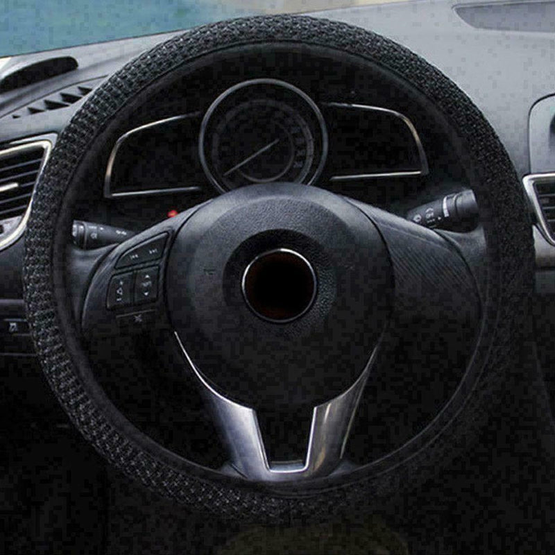 Schwarzes Auto Lenkradbezug Mikrofaser Leder Atmungsaktiv '' Anti-Rutsch 15 U9M9