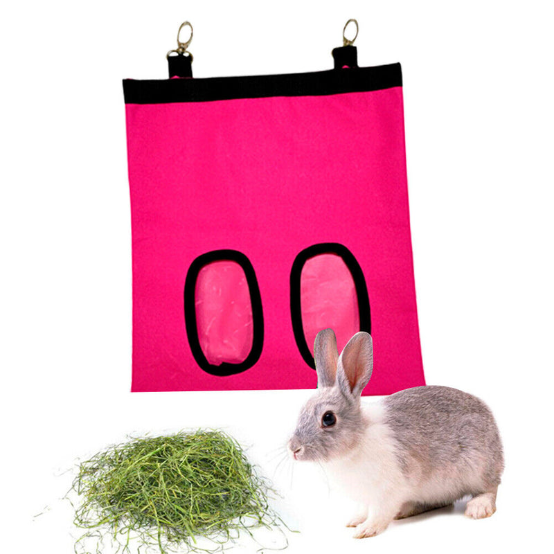 Small Animal Hanging Feeder Bag Guinea Pig Hamsters Hay Container (Pink) Newly