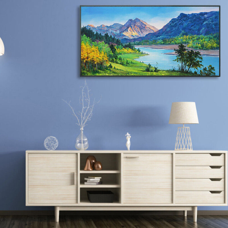 Oil Paint By Numbers Mountain River Frameless Picture Craft Kit for Living Room