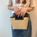 Korean Straw Totes Bag Women Retro Shoulder Bag Summer Beach Woven Handbag Purse