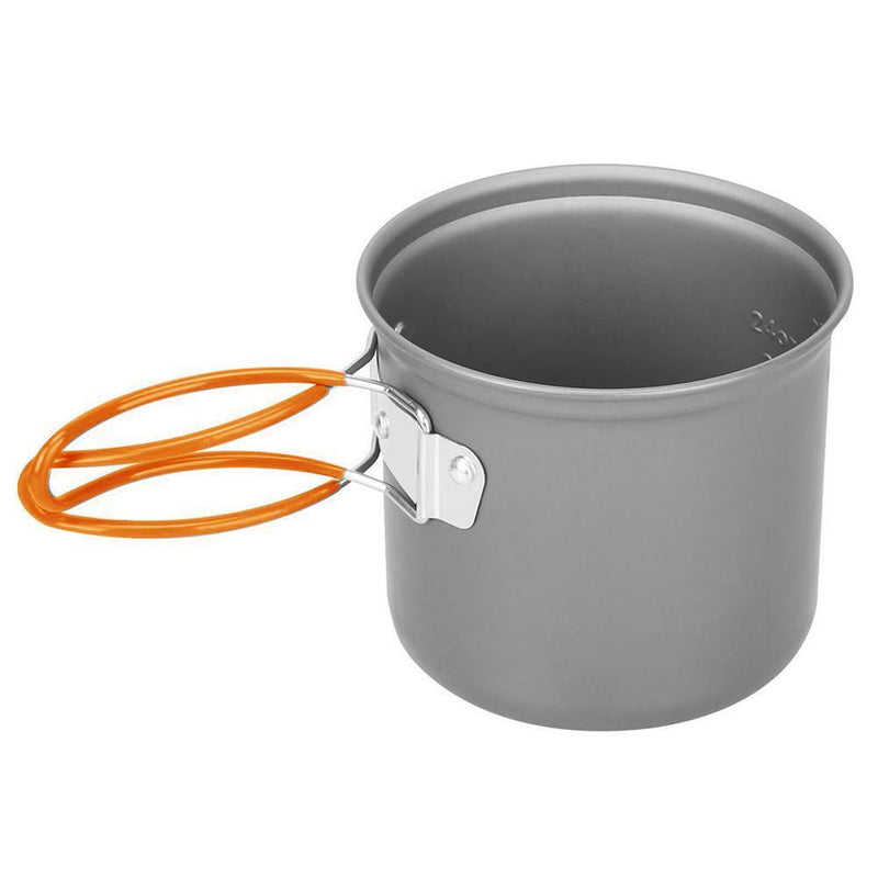 JUNERAIN DS-101 Outdoor Camping Cookware Set Portals Orange Handle Dishes T