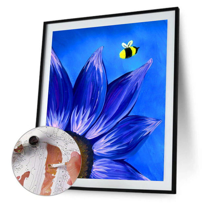 Blue Daisy Oil Paint By Numbers DIY Handpainted on Canvas Wall Art (B883)