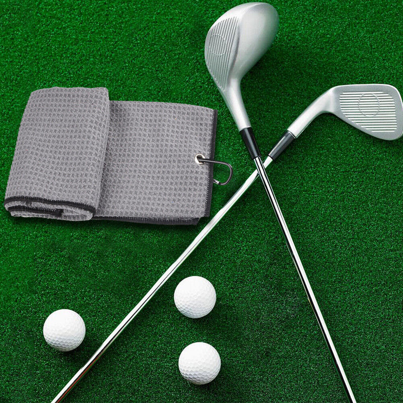 Golf Towel 41x54cm Tri-Fold Microfiber Waffle Towel Sweat-absorbent (Grey) Newly