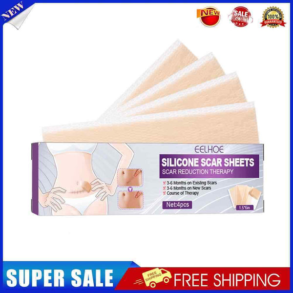 #A 4pcs Silicone Scar Sheets Gel Strips Patch Reusable Self Adhesive Scar Remove