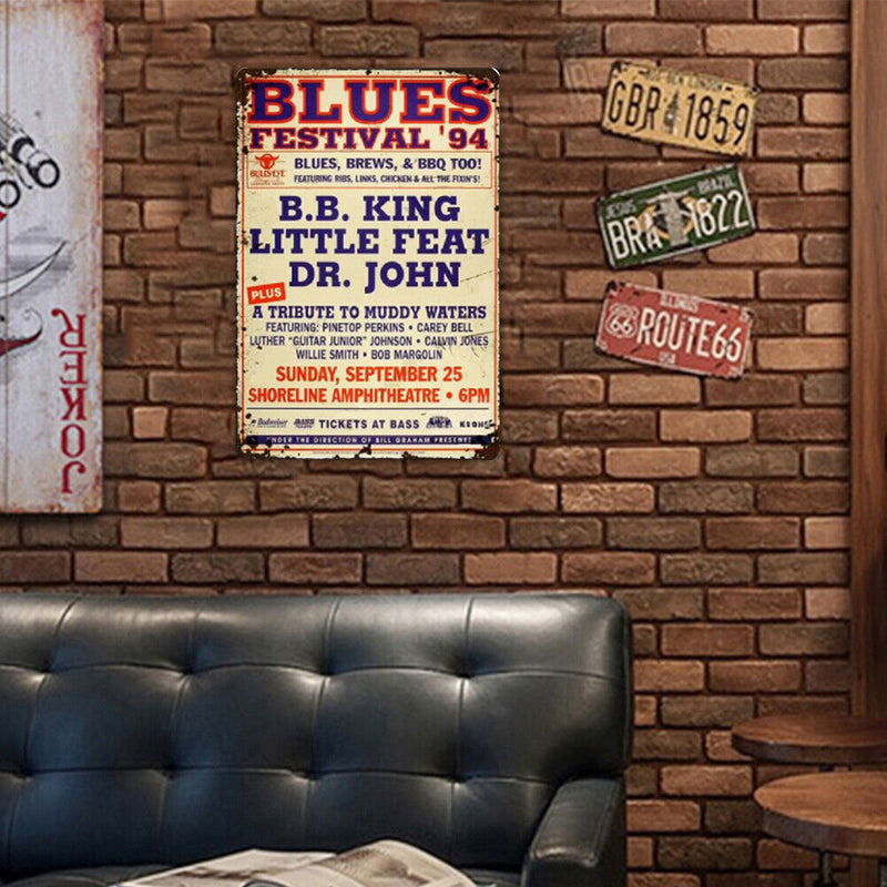 Blues Festival Plate Metal Tin Sign Plate for Bar Pub Club Cafe Wall Home Decor
