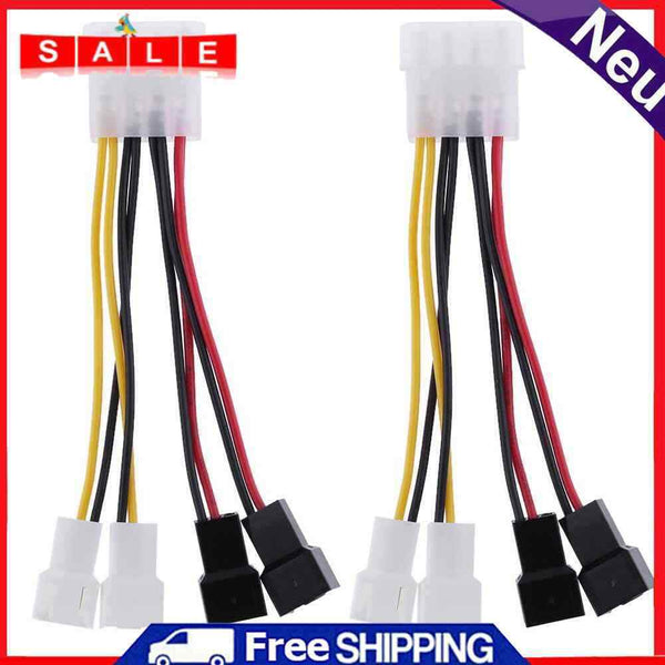 2pcs 4-Pin Molex to 3-Pin Fan Power Adapter Connector 12v * 2/5v * 2