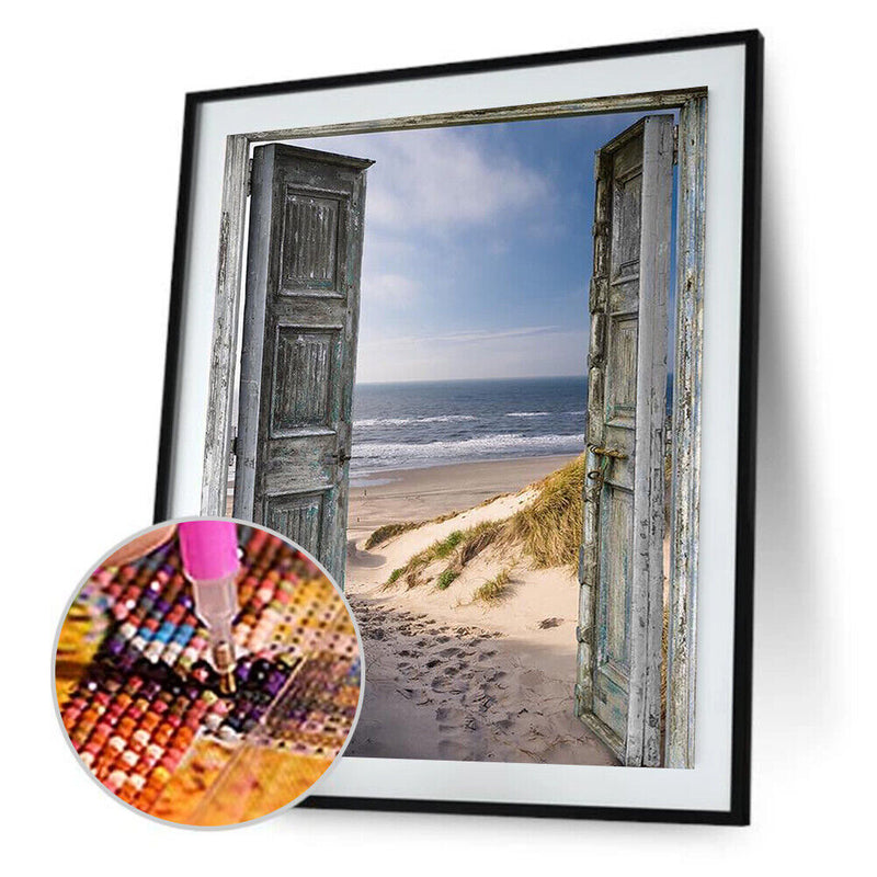 Seaside Doors 5D DIY Round Diamond Painting Embroidery Cross Stitch Mosaic