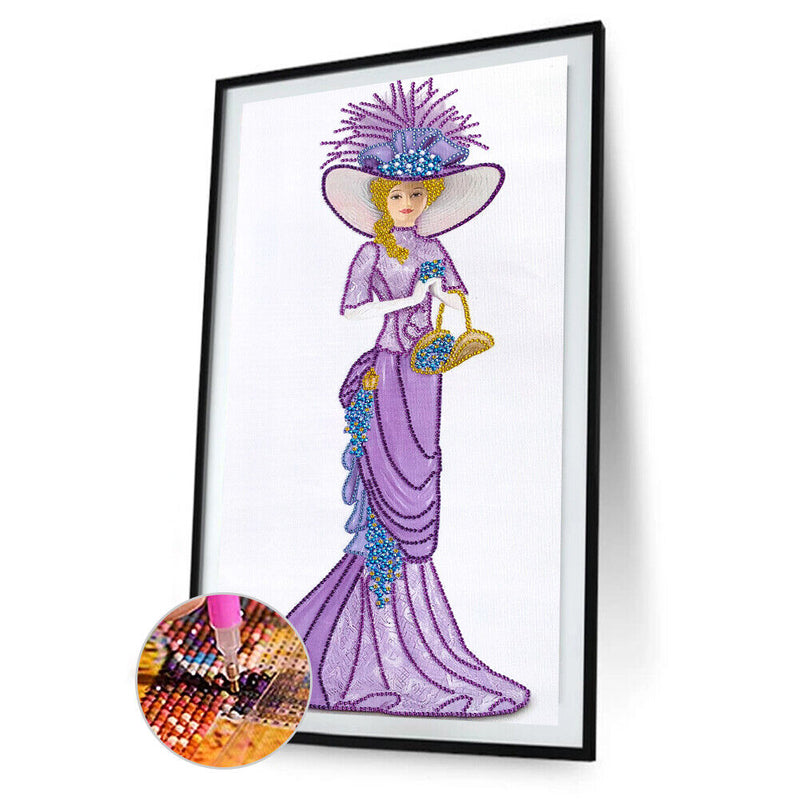 5D DIY Special-shape Diamond Painting Dress Lady Partial Drill Art (Y049) Newly
