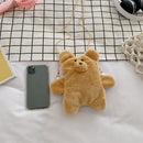 Cute Plush Bear Shaped Shoulder Bag Women Messenger Chain Purse (Brown)