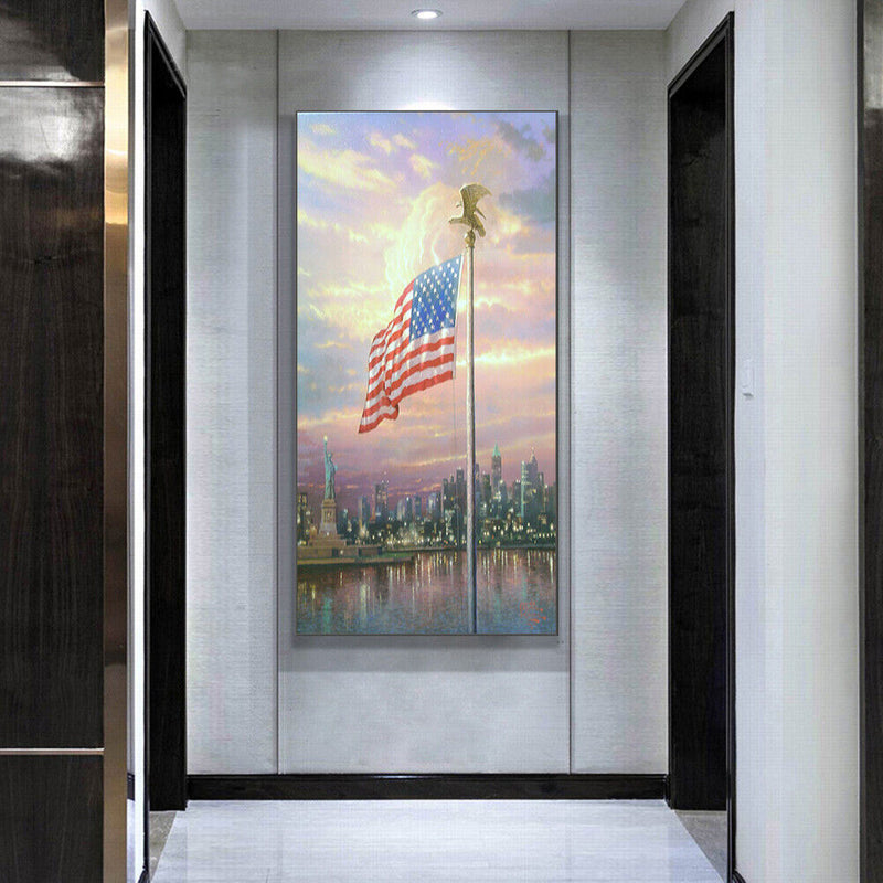 Diamond Painting Full Round Drill American Flag Rhinestone Modern Handmade Cr