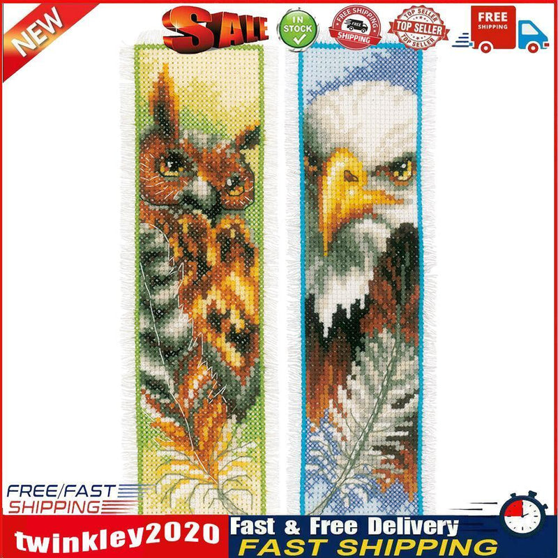 2pcs Animal 2-Strand 14CT Counted Cross Stitch Bookmarks (Eagle-XJL027) Newly