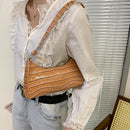 PU Alligator Pattern Underarm Bag Women Retro Solid Color Handbag (Khaki)