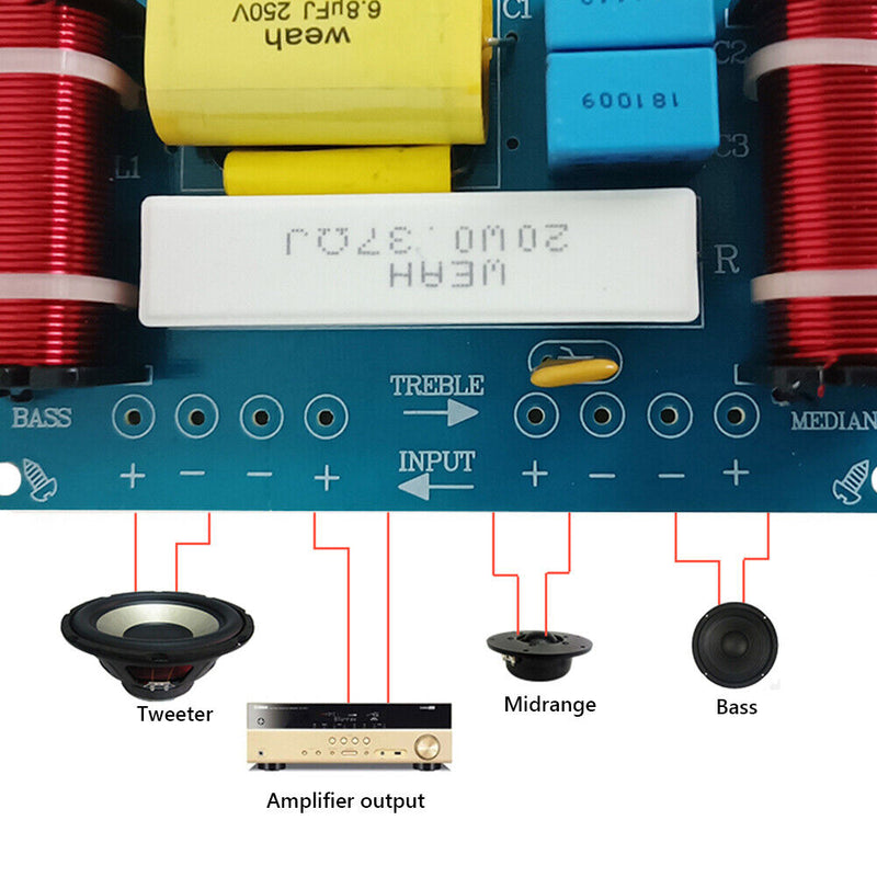 WEAH-338 3-Way Crossover Audio Speaker Board Loudspeaker Frequency Divider 120W