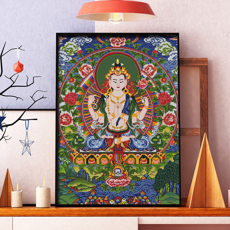 Cross Stitch Kit Buddha Portrait 3-Beach Cotton Thread 11CT DIY Embroidery Set