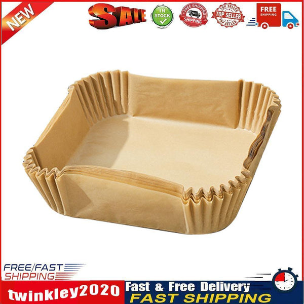 50x Air Fryer Disposable Paper Liner Wood Pulp Steamer Baking Mats (Beige) Newly