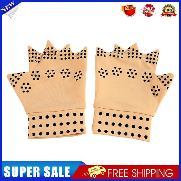 1 Pair Magnetic Therapy Fingerless Gloves Arthritis Pain Relief Tool (White