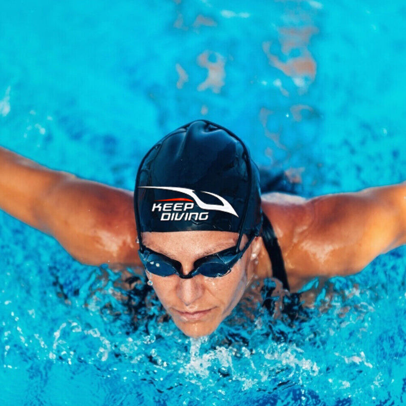 Swimming Cap Silicone Women Men Waterproof Long Hair Adults Swim Sports Poo