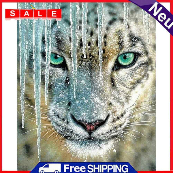 Canvas Painted Oil Paint By Numbers Snow Leopard Wall Art Modern Bedroom Decor