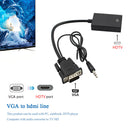 VGA Male to HDMI-compatible Female Adapter Converter with 3.5mm Audio Input