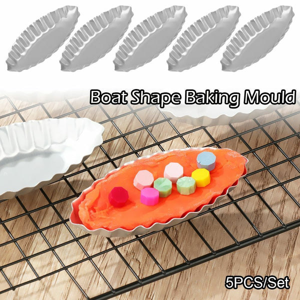 DIY Pastry Tool Aluminum Boat Shape Baking Mould Pudding Holder Egg Tart Molds