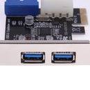 USB3. 0 PCIe Expansion Card Adapter External 2 Port USB 3.0 Hub Internal 19pin Hea