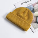 Unisex Winter Warm Knitted Beanie Windproof Brimless Round Caps (Yellow)