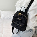 Female Solid Color Portable Shoulder Rucksacks Soft Canvas Student School Bag